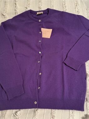 Vintage St. Michael Purple Cashmere Button-Front Women’s Sweater